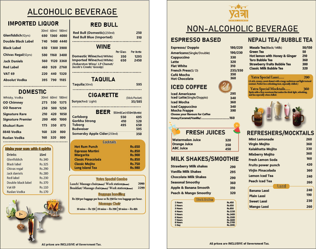 Beverages & Drinks Menu